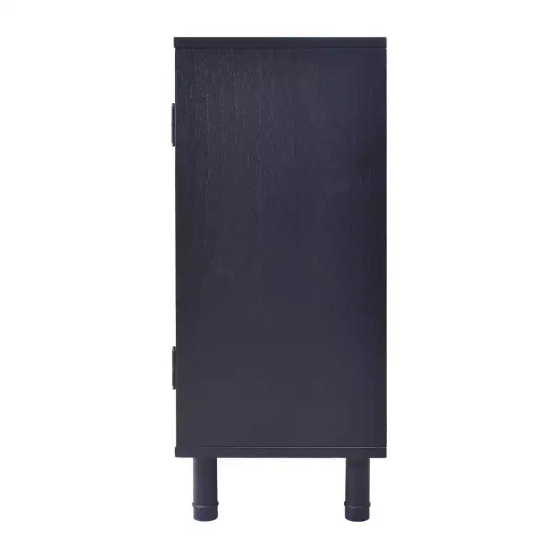 2-Door Cabinet with Woven Rattan Panels – Acacia Wood, Indonesian Craft, 2 Shelves