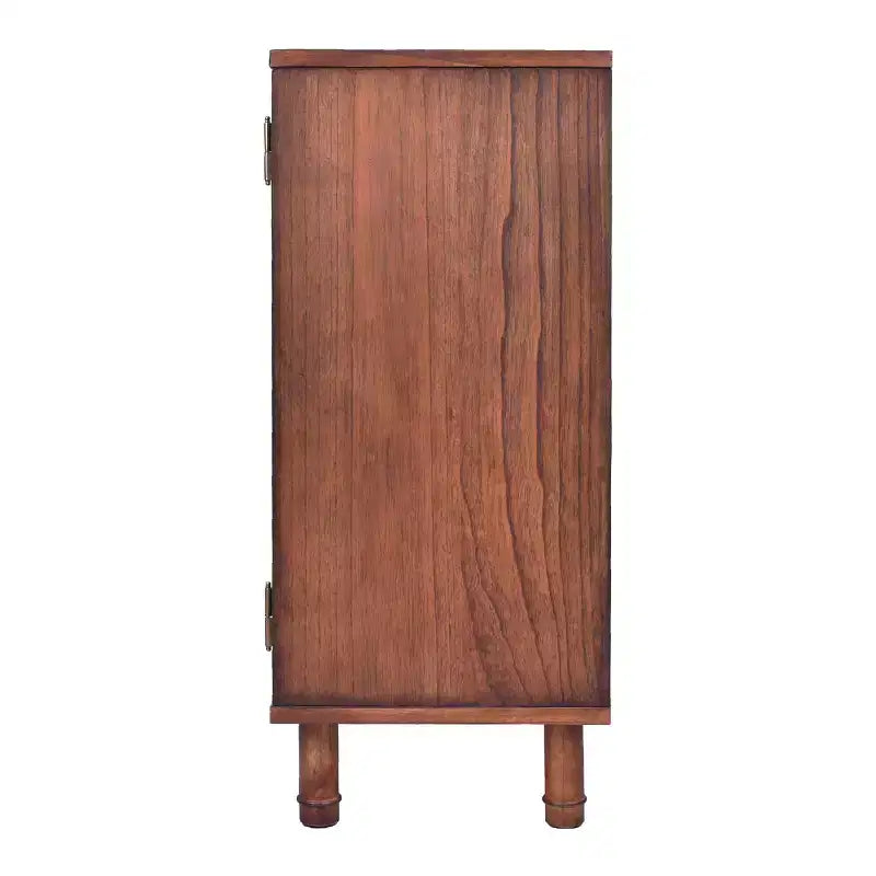 2-Door Cabinet with Woven Rattan Panels – Acacia Wood, Indonesian Craft, 2 Shelves