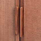 2-Door Cabinet with Woven Rattan Panels – Acacia Wood, Indonesian Craft, 2 Shelves