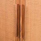 2-Door Cabinet with Woven Rattan Panels – Acacia Wood, Indonesian Craft, 2 Shelves