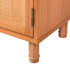 2-Door Cabinet with Woven Rattan Panels – Acacia Wood, Indonesian Craft, 2 Shelves