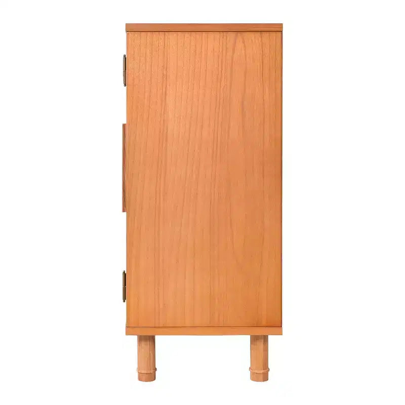 2-Door Cabinet with Woven Rattan Panels – Acacia Wood, Indonesian Craft, 2 Shelves