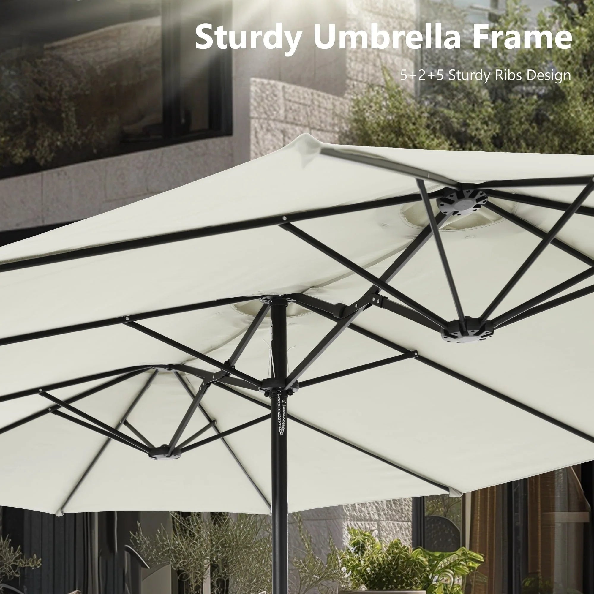MAISON ARTS Ombrellone Doppio da 4,5 m, Extra Large, per Patio, con Base Inclusa