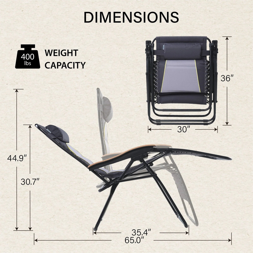 Sedia a sdraio oversize XL imbottita con gravità zero, bracciolo più largo, reclinabile regolabile con portabicchieri - N/D