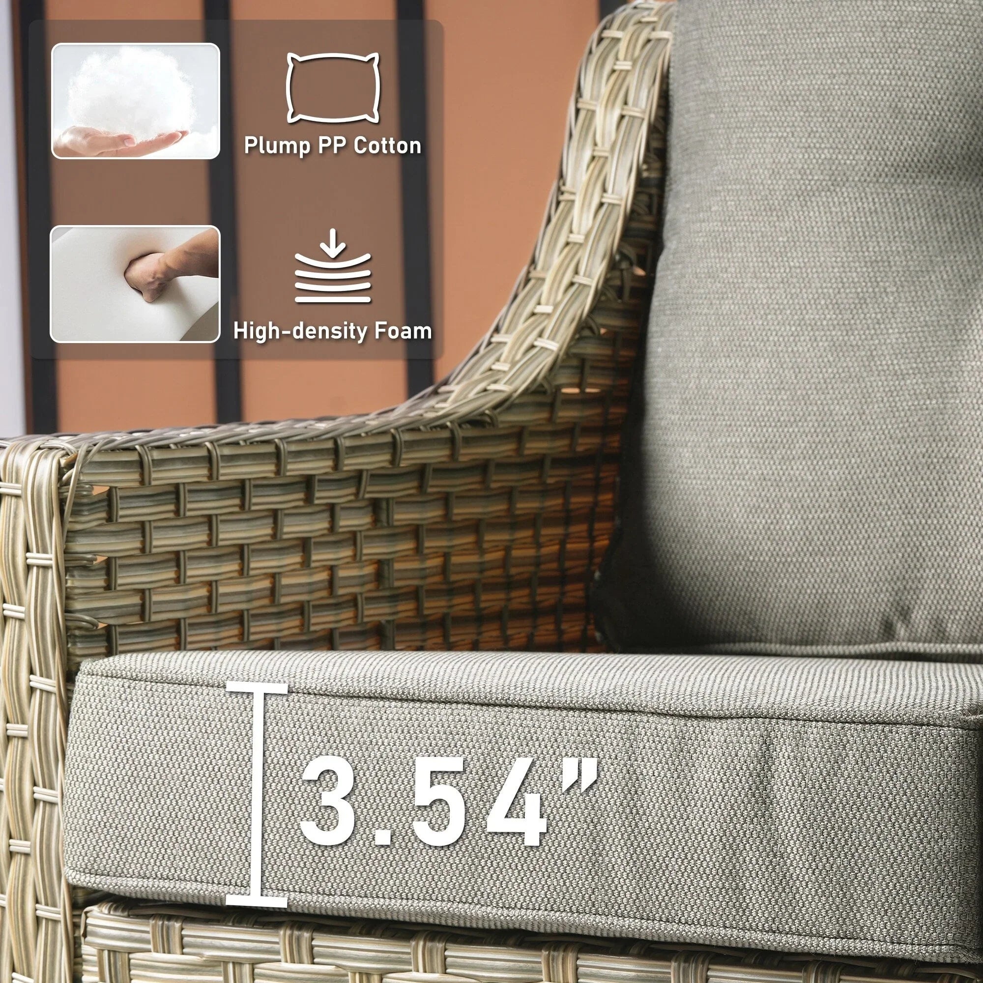 HOOOWOOO, Set di 2 Sedie da Esterno in Rattan Intrecciato con Schienale Alto