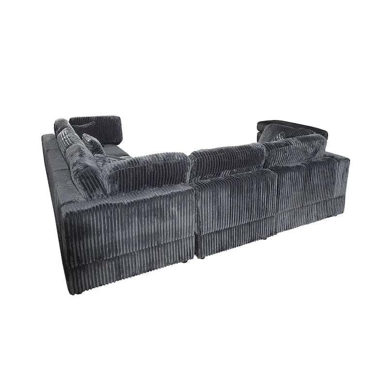 Divano Sezionale Modulare a L in Corduroy, 6 Pezzi Oversize, Combinazione Fai da Te