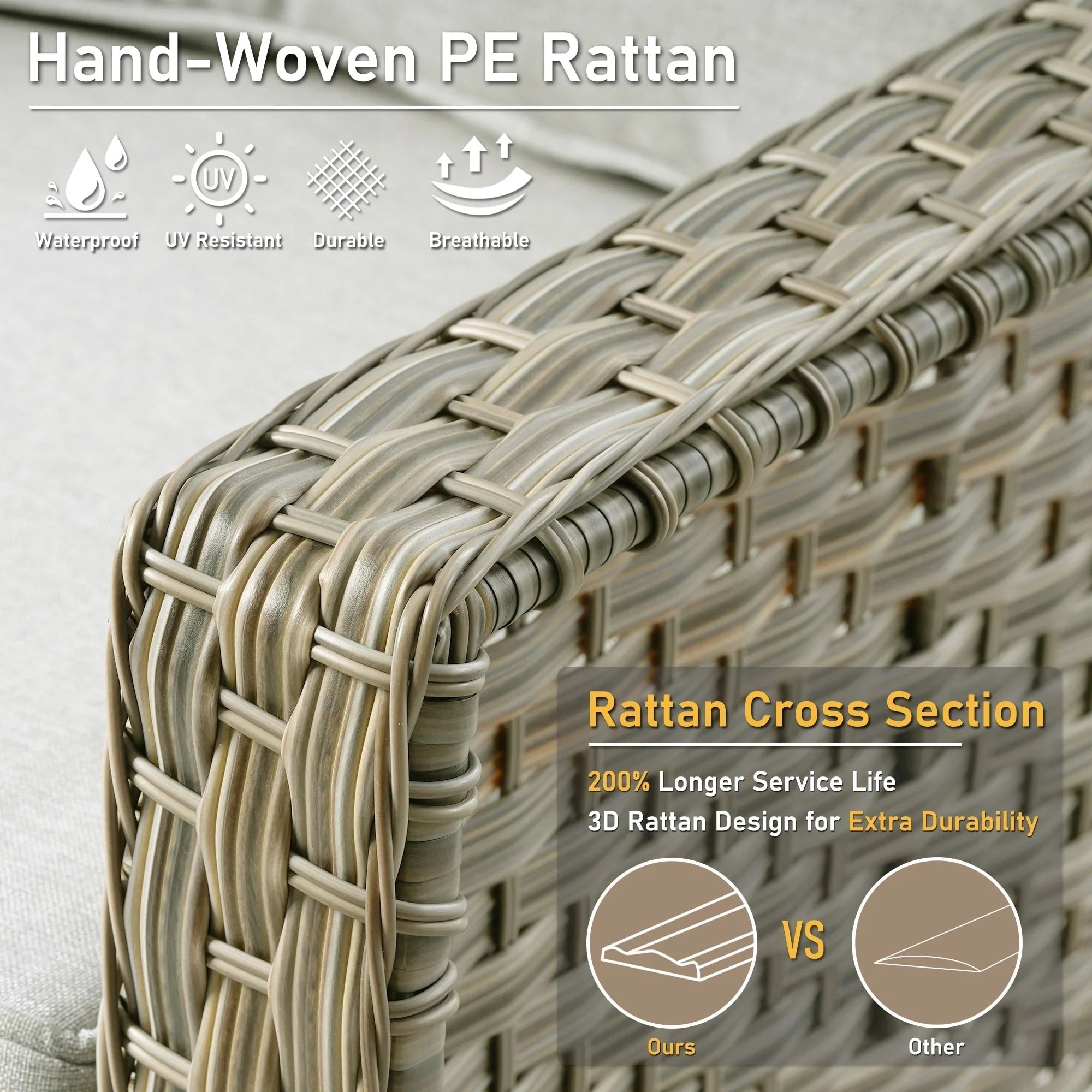 HOOOWOOO, Set di 2 Sedie da Esterno in Rattan Intrecciato con Schienale Alto