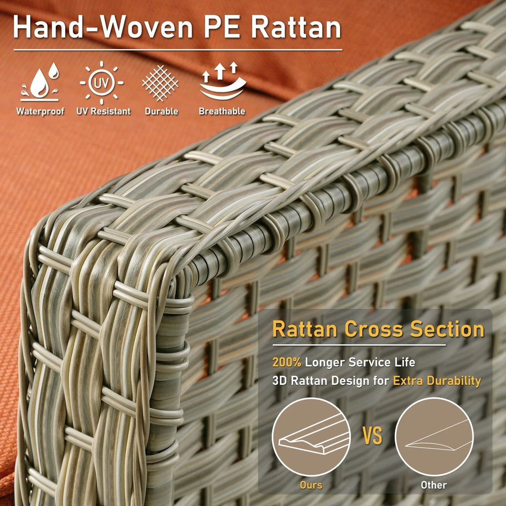 HOOOWOOO, Set di 2 Sedie da Esterno in Rattan Intrecciato con Schienale Alto