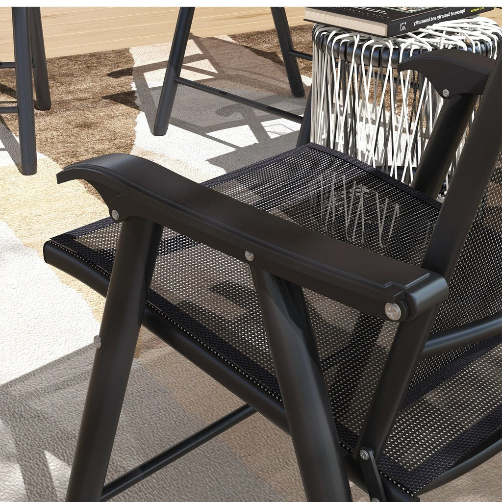 Set di 4 sedie pieghevoli Outsunny per patio, dal design semplice ed elegante, comode per terrazza, giardino, cortile e viaggio