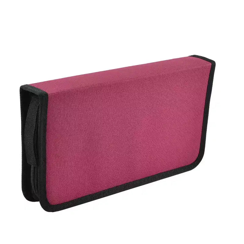 Zipper Closure Double Sided CD DVD Storage Media Storage Racks 11.5x6x1.8 Black Red 1 Pc