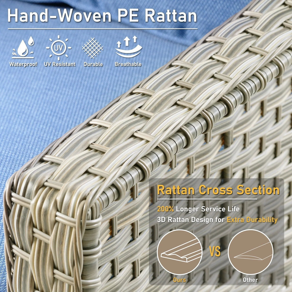 HOOOWOOO, Set di 2 Sedie da Esterno in Rattan Intrecciato con Schienale Alto