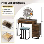 Costway Vanity Table Set 3-Color Dimmable Human Body Induction Light Charging Station