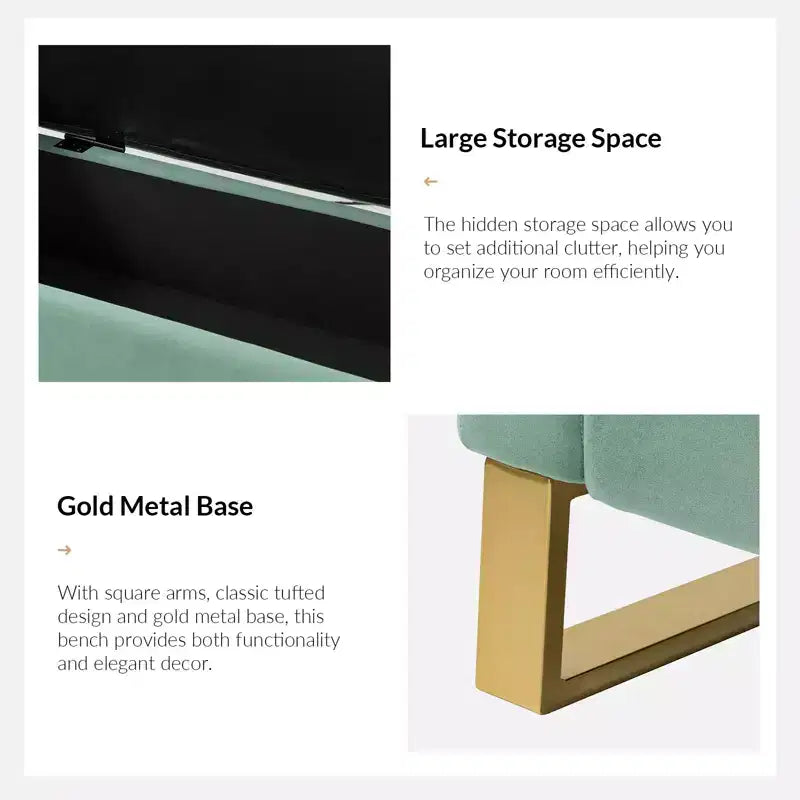 Rita 50.4 Wide Storage Bench| ART OF LIVING DESIGNS-SAGE