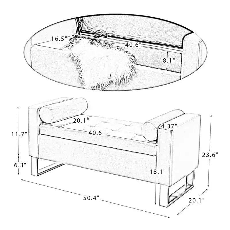 Rita 50.4 Wide Storage Bench| ART OF LIVING DESIGNS-SAGE