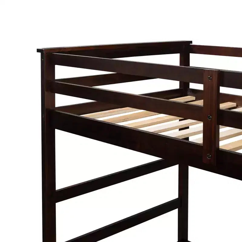 Twin Over Twin Wood Bunk Bed with 4 Drawers, Trundle and Staircase-ModernLuxe