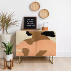 Abstract Art Print 2-Door Credenza – Birch Frame, 2 Adjustable Shelves