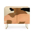 Abstract Art Print 2-Door Credenza – Birch Frame, 2 Adjustable Shelves