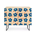 Spring Floral Print 2-Door Credenza –olean Birch Frame, 2 Adjustable Shelves