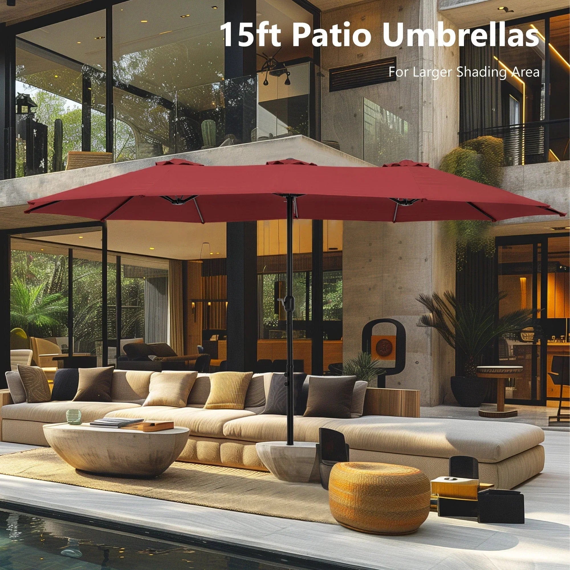 MAISON ARTS Ombrellone Doppio da 4,5 m, Extra Large, per Patio, con Base Inclusa