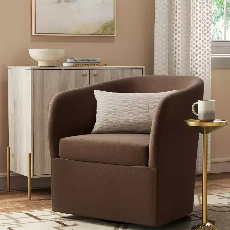 Rhea Swivel Chair in Linen - Threshold