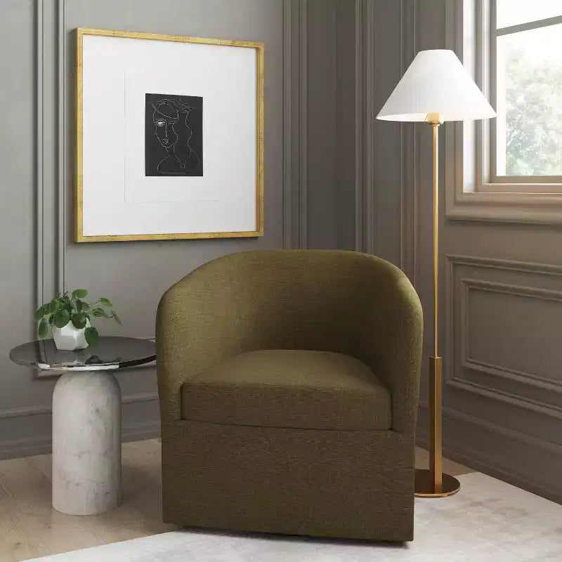 Rhea Swivel Chair in Linen - Threshold