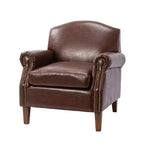 Gianluigi Transitional Vegan Leather Armchair with Nailhead Trim and Solid Wood Legs for Bedroom and Living Room| ART OF LIVING DESIGNS