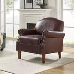 Gianluigi Transitional Vegan Leather Armchair with Nailhead Trim and Solid Wood Legs for Bedroom and Living Room| ART OF LIVING DESIGNS
