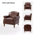 Gianluigi Transitional Vegan Leather Armchair with Nailhead Trim and Solid Wood Legs for Bedroom and Living Room| ART OF LIVING DESIGNS