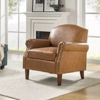 Gianluigi Transitional Vegan Leather Armchair with Nailhead Trim and Solid Wood Legs for Bedroom and Living Room| ART OF LIVING DESIGNS