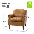Gianluigi Transitional Vegan Leather Armchair with Nailhead Trim and Solid Wood Legs for Bedroom and Living Room| ART OF LIVING DESIGNS
