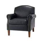 Gianluigi Transitional Vegan Leather Armchair with Nailhead Trim and Solid Wood Legs for Bedroom and Living Room| ART OF LIVING DESIGNS