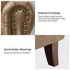 Gianluigi Transitional Vegan Leather Armchair with Nailhead Trim and Solid Wood Legs for Bedroom and Living Room| ART OF LIVING DESIGNS