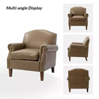 Gianluigi Transitional Vegan Leather Armchair with Nailhead Trim and Solid Wood Legs for Bedroom and Living Room| ART OF LIVING DESIGNS