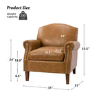 Gianluigi Transitional Vegan Leather Armchair with Nailhead Trim and Solid Wood Legs for Bedroom and Living Room| ART OF LIVING DESIGNS