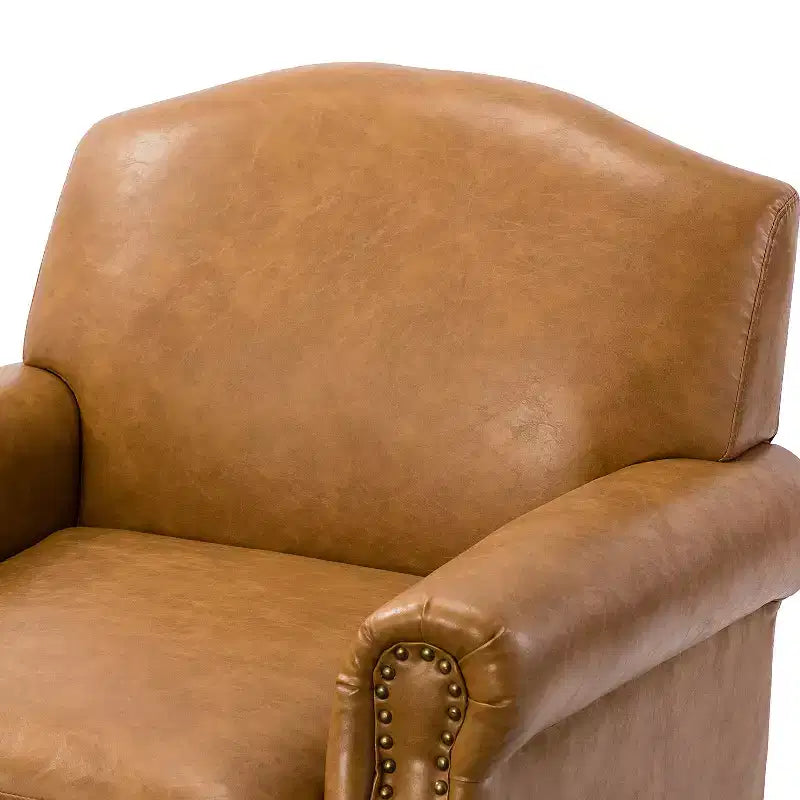 Gianluigi Transitional Vegan Leather Armchair with Nailhead Trim and Solid Wood Legs for Bedroom and Living Room| ART OF LIVING DESIGNS