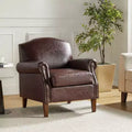 Gianluigi Transitional Vegan Leather Armchair with Nailhead Trim and Solid Wood Legs for Bedroom and Living Room| ART OF LIVING DESIGNS