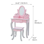 Fantasy Fields Rapunzel Kids Wooden Play Vanity Set with Stool, Storage & Mirror