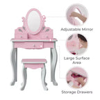 Fantasy Fields Rapunzel Kids Wooden Play Vanity Set with Stool, Storage & Mirror