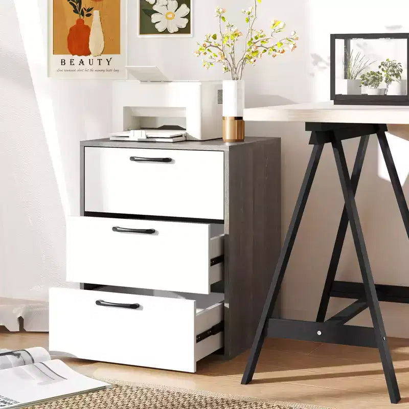 Costway 3 Drawer Dresser Chest of Drawer Storage Cabinet with Wide Storage Space Organizer