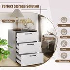 Costway 3 Drawer Dresser Chest of Drawer Storage Cabinet with Wide Storage Space Organizer