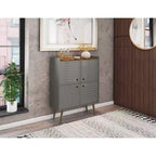 45.5" Mid-Century Modern 4-Shelf Accent Cabinet – MDF, Divided Storage