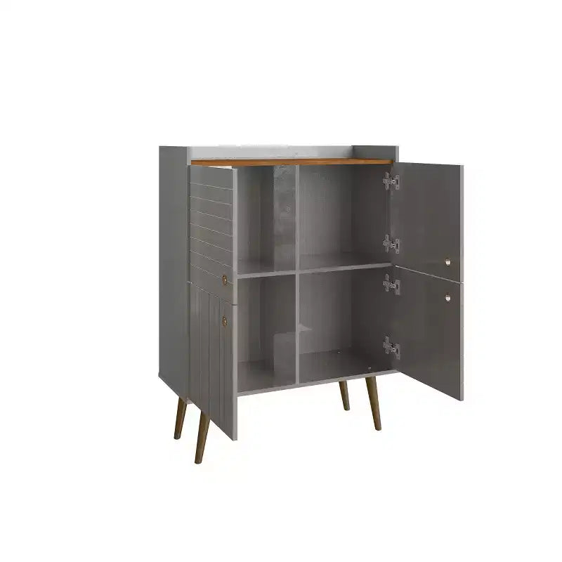 45.5" Mid-Century Modern 4-Shelf Accent Cabinet – MDF, Divided Storage