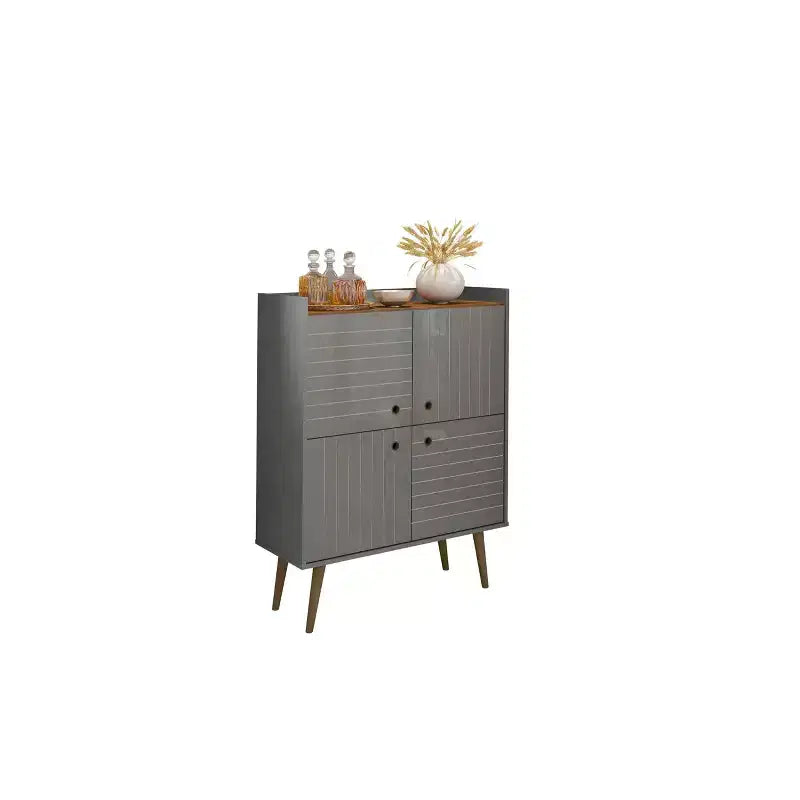 45.5" Mid-Century Modern 4-Shelf Accent Cabinet – MDF, Divided Storage