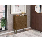 45.5" Mid-Century Modern 4-Shelf Accent Cabinet – MDF, Divided Storage