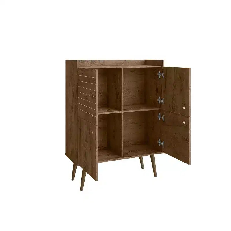 45.5" Mid-Century Modern 4-Shelf Accent Cabinet – MDF, Divided Storage