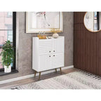 45.5" Mid-Century Modern 4-Shelf Accent Cabinet – MDF, Divided Storage