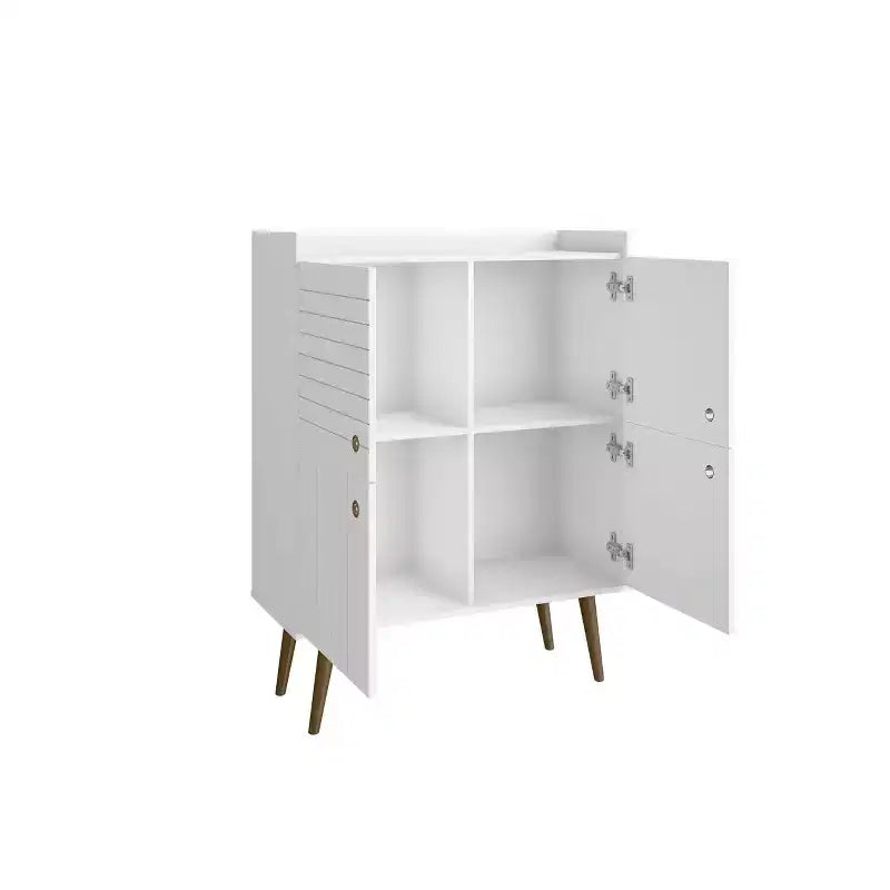 45.5" Mid-Century Modern 4-Shelf Accent Cabinet – MDF, Divided Storage