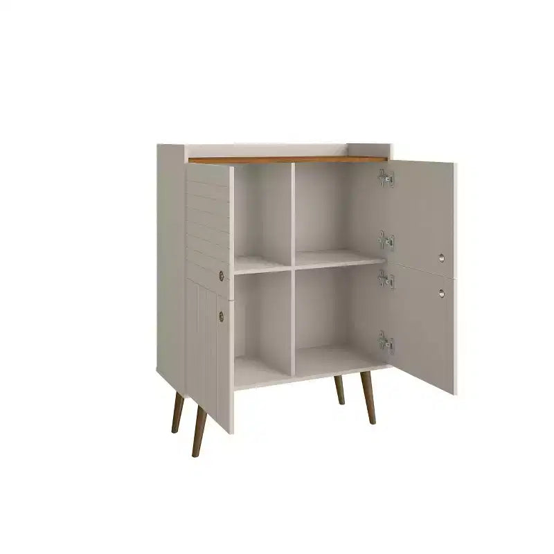 45.5" Mid-Century Modern 4-Shelf Accent Cabinet – MDF, Divided Storage