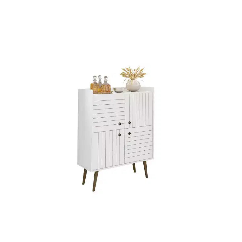 45.5" Mid-Century Modern 4-Shelf Accent Cabinet – MDF, Divided Storage