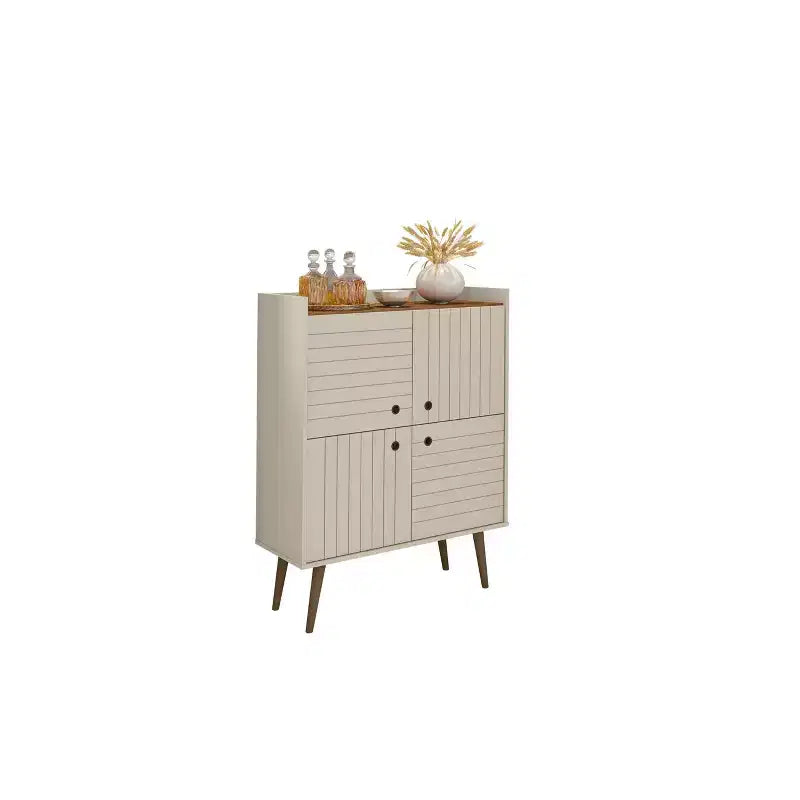 45.5" Mid-Century Modern 4-Shelf Accent Cabinet – MDF, Divided Storage